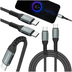 Kabel USB-C/USB-C 100W QC 3.0 PD Qoltec 1m oplot - czarny