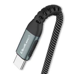 Kabel USB-C/USB-C 100W QC 3.0 PD Qoltec 1m oplot - czarny