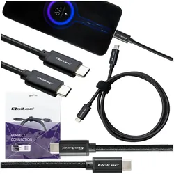 Kabel USB-C/USB-C 240W QC 5.0 PD Qoltec 1m oplot - czarny