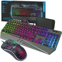 Klawiatura gamingowa podświetlana FURY SKYRAIDER + mysz dla graczy