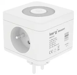 Kostka zasilająca 2-gniazdowa   ładowarka USB   USB-C   lampka LED 16A/250V KERG Smart biała