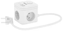 Kostka zasilająca 3-gniazdowa   ładowarka USB   USB-C 1,5m 16A/250V KERG Smart biała