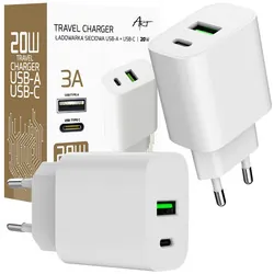 Ładowarka sieciowa ART GaN 20W USB-C PD   USB QC