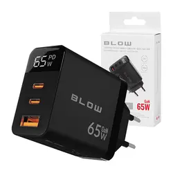 Ładowarka sieciowa GAN LCD gniazdo USB   2xUSB-C PD 65W watomierz - czarna