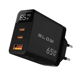 Ładowarka sieciowa GAN LCD gniazdo USB   2xUSB-C PD 65W watomierz - czarna