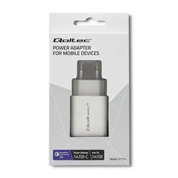 Ładowarka sieciowa Qoltec 18W 5-12V 1.5-3A USB QC 3.0   USB-C PD - biała