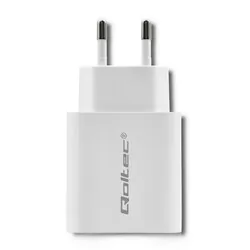 Ładowarka sieciowa Qoltec 18W 5-12V 1.5-3A USB QC 3.0   USB-C PD - biała