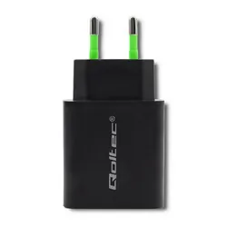 Ładowarka sieciowa Qoltec 18W 5-12V 1.5-3A USB QC 3.0   USB-C PD - czarna