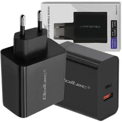 Ładowarka sieciowa Qoltec 63W 5-20V 1.5-3A USB QC 3.0   USB-C PD - czarna