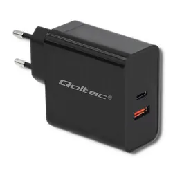 Ładowarka sieciowa Qoltec 63W 5-20V 1.5-3A USB QC 3.0   USB-C PD - czarna