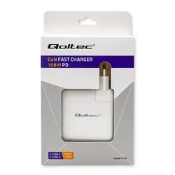 Ładowarka sieciowa Qoltec GaN FAST 108W 5-20V 3- 4.7A USB   USB-C PD - biała