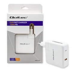 Ładowarka sieciowa Qoltec GaN FAST 108W 5-20V 3- 4.7A USB   USB-C PD - biała