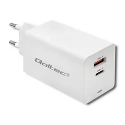 Ładowarka sieciowa Qoltec GaN FAST 65W 5-20V 2.25-3.25A USB   USB-C PD - biała