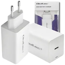 Ładowarka sieciowa Qoltec GaN FAST 65W 5-20V 3-3.25A USB-C PD - biała