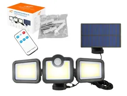 Lampa ścienna solarna regulowana LED LTC 20W z czujnikiem ruchu i zmierzchu + pilot