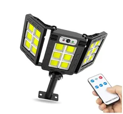 Lampa ścienna solarna regulowana LED W786-6 18xCOB 600W z czujnikiem ruchu i zmierzchu + pilot