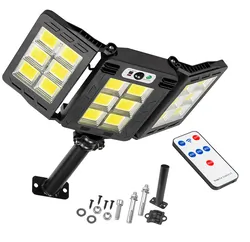 Lampa ścienna solarna regulowana LED W786-6 18xCOB 600W z czujnikiem ruchu i zmierzchu + pilot
