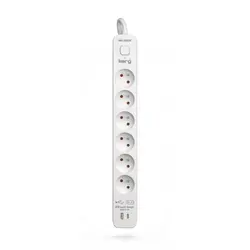 Listwa przeciwprzepięciowa 6-gniazdowa USB-A USB-C 1,5m 16A