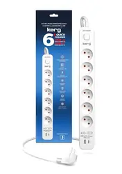 Listwa przeciwprzepięciowa 6-gniazdowa   Szybka ładowarka USB-A USB-C 3m 3×1,5mm² H05VV-F 16A/250V~ M02602