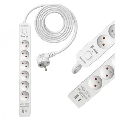 Listwa przedłużacz z wyłącznikiem 6-gniazd 3m USB-A USB-C 16A