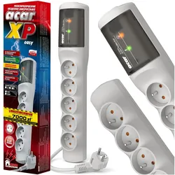 Listwa przedłużacz przeciwprzepięciowy ACAR XProtector easy 3m 5 gniazd 10A szara
