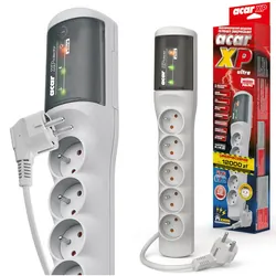 Listwa przedłużacz przeciwprzepięciowy ACAR XProtector ULTRA 5m 5 gniazd 10A szara