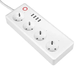 Listwa przedłużacz Smart Home LTC zdalnie sterowana WiFi 1.8m 4x SCHUKO 16A   4x USB 3.1A biała