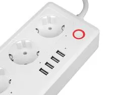 Listwa przedłużacz Smart Home LTC zdalnie sterowana WiFi 1.8m 4x SCHUKO 16A   4x USB 3.1A biała