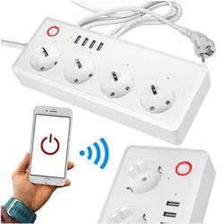 Listwa przedłużacz Smart Home LTC zdalnie sterowana WiFi 1.8m 4x SCHUKO 16A   4x USB 3.1A biała