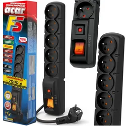 Listwa zasilająca ACAR F5 1m 5X 230V PL czarna