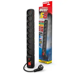 Listwa zasilająca ACAR S8 1.5m 8X 230V PL czarna