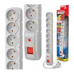 Listwa zasilająca ACAR S8 3m 8X 230V PL szara