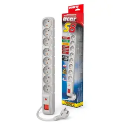 Listwa zasilająca ACAR S8 3m 8X 230V PL szara