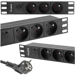 Listwa zasilająca RACK PDU LANBERG do szafy RACK 10" 1U 16A 2m 3x230V PL czarna