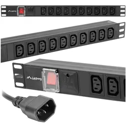 Listwa zasilająca RACK PDU LANBERG do szafy RACK 19" 1U 10A 2m 10xIEC C13 czarna C14