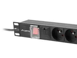 Listwa zasilająca RACK PDU LANBERG do szafy RACK 19&quot; 1U 10A 2m 7x230V C14 czarna