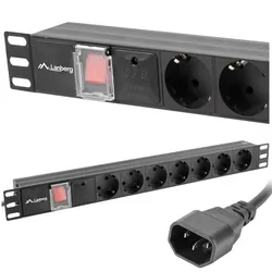 Listwa zasilająca RACK PDU LANBERG do szafy RACK 19" 1U 10A 2m 7xSCHUKO C14 czarna