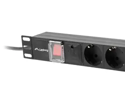 Listwa zasilająca RACK PDU LANBERG do szafy RACK 19&quot; 1U 10A 2m 7xSCHUKO C14 czarna