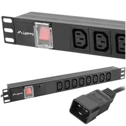 Listwa zasilająca RACK PDU LANBERG do szafy RACK 19&quot; 1U 16A 2m 8xIEC C13 czarna C20
