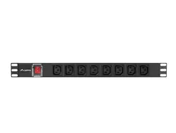 Listwa zasilająca RACK PDU LANBERG do szafy RACK 19&quot; 1U 16A 2m 8xIEC C13 czarna C20