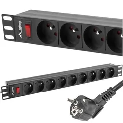 Listwa zasilająca RACK PDU LANBERG do szafy RACK 19" 1U 16A 3m 9x230V czarna