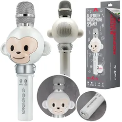 Mikrofon z głośnikiem bluetooth dla dzieci Forever Animal małpka - srebrny/biały - AMS-100
