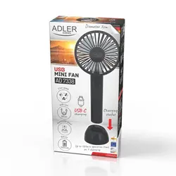 Mini wentylator ręczny przenośny Adler AD 7338 ładowanie USB