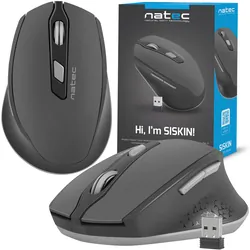 Mysz bezprzewodowa NATEC SISKIN optyczna 2400DPI z cichym klikiem - czarna