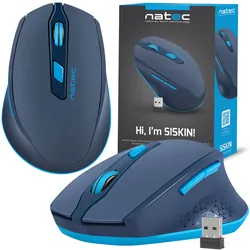 Mysz bezprzewodowa NATEC SISKIN optyczna 2400DPI z cichym klikiem - niebieska