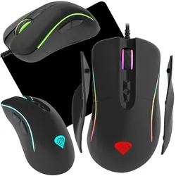 Mysz gamingowa podświetlana GENESIS XENON 750 RGB aż 10200DPI dla graczy   podkładka