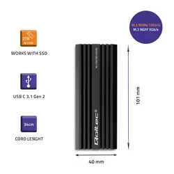 Obudowa kieszeń NV2270 na dysk M.2 SSD SATA NVMe Qoltec USB-C