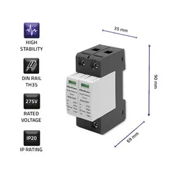 Ogranicznik ochronnik przepięć AC Qoltec 2P 275V T2 B C