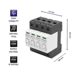 Ogranicznik ochronnik przepięć AC Qoltec 4P 420V T2 B C