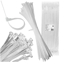 Opaski zaciskowe wielorazowego użytku trytytki odpinane 7.2x350mm 100 szt. białe